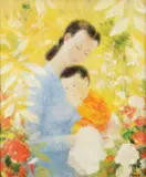 Le Pho, Mother and Child, Oil on canvas