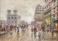 Notre Dame by Antoine Blanchard, Oil on canvas, sold Nov 2023