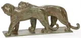 André Vincent Becquerel, Couple de Pantheres, Bronze with verdigris patina