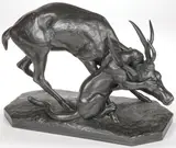 Antoine-Louis Barye, Panther and Stag
