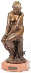 Auguste Joseph Peiffer, Return of the Swallows, Bronze with brown patina on marble base