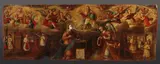 José de Ibarra, The Annunciation with Scenes related to the priesthood, Oil on canvas, unstretched, unframed