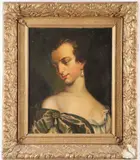 Austrian School, Bust Portrait of Woman with Pearl Earring