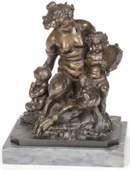Satyr Mother with Children – 19th c. by Claude Michelle Clodion, Bronze with dark brown patina on metal base, sold Nov 2023