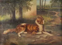 G. Masters, Portrait of a reclining Saint Bernard, 1915, Oil on canvas