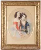 French School, Portrait of a Sister and Brother, 1849, Pastel on paper