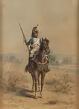 Jean-Louis-Ernest Meissonier, A Horse Mounted Soldier with Rifle