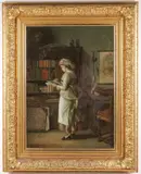 A. Muller, Sneaking a Quick Read, c. 1880, Oil on canvas