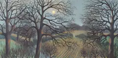 Rural Iowa Autumn Dusk Landscape by Dorothy Young Graham, Oil on masonite, sold Nov 2023