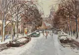 Daniel Muehlhaus, Winter Canal Scene, Oil on Canvas