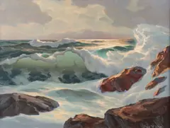 Fred Hines, Crashing Waves, Oil on canvas