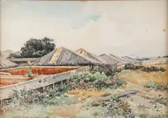 Henry W. Rice, Flower Garden Landscape, 1887, Watercolor