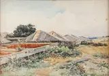Henry W. Rice, Flower Garden Landscape, 1887, Watercolor