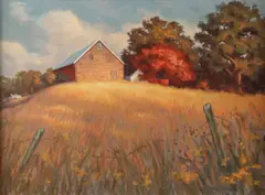Fred Hines, Autumn Landscape with Homestead, Oil on Canvas