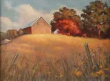 Fred Hines, Autumn Landscape with Homestead, Oil on Canvas