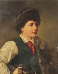 Young Boy with Fur Hat by Eugen von Blass, Oil on canvas, offered Nov 2023
