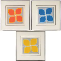 Red Beat, Blue Beat, and Yellow Beat by Nobumitsu Fukui, Serigraph, sold Nov 2023