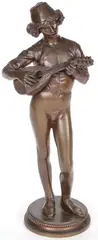 Paul Dubois, Florentine Singer, Bronze with brown patina