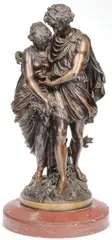 Primavera by Mathurin Moreau, Bronze with dark brown patina resting on rouge marble base, sold Nov 2023