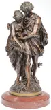 Mathurin Moreau, Primavera, Bronze with dark brown patina resting on rouge marble base