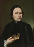 German School, Portrait of a Priest Holding Book of Hours, Oil on canvas