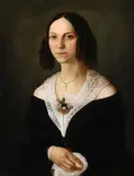 Johann Wirtz, Portrait of a Woman in Curls and Lace Collar -, Oil on canvas laid down on wood
