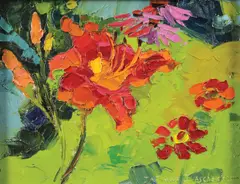 Tatiana Ivaschenko-Jackson, Tiger Lillies, Oil on artist board