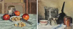 Denise Harrewyn, A Pair of Still Lives, Oil on canvas and oil on artist’s board