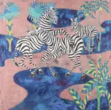 Zhuang Da-Shan, Three Zebras, Gouache on paper