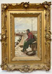 Rene Dufour, A Fisherman at Rest, Oil on canvas