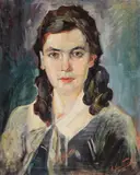 Alfons Letailleur, Portrait of a Young Woman with Braids, Oil on canvas