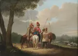 Alexander Orlovsky, Cossacks in a Mountainous River Landscape, Oil on canvas