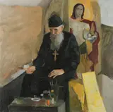 V. Stepanetz, A Monk Icon Painter, Oil on canvas