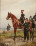 Emil Hünten, Reconnaissance Ride of Major von Unger Near Sadowa -, Oil on canvas