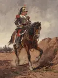 Wilfrid Constant Beauquesne, French Cuirassier on Horseback -, Oil on canvas