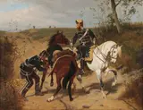 Emil Hünten, Hussars on Horseback -, Oil on canvas