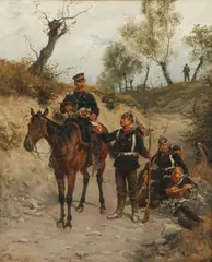 Emil Hünten, Soldiers' Mail -, Oil on canvas