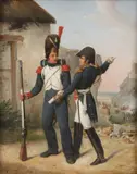 Charlemagne Oscar Guet, Napoleon with Messenger in the Heat of Battle -, Oil on canvas