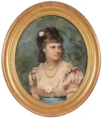 Leonardo Gasser, Portrait of a Beautiful Young Lady -, Oil on canvas laid down