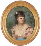 Leonardo Gasser, Portrait of a Beautiful Young Lady -, Oil on canvas laid down