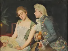 G. L. Cerri, A Courting Scene, Oil on canvas
