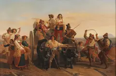 Émile Boulard, The Travelers' Revelry, Oil on canvas