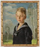 Continental School, Portrait of a Young Boy Dressed in a Sailor's Uniform ‐, Oil on canvas
