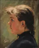 Munich School, Portrait of a Young Girl ‐, Oil on board