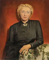 Helene Kröger, Portrait of a Woman with a Butterfly Brooch ‐, Oil on canvas