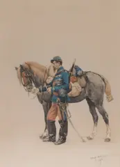 Édouard Detaille, A French Cavalry Soldier -, Watercolor