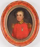 British School, Portrait of a British Officer, Napoleonic War, with Five Clasp Military Service Medal, Oil on canvas laid on oval wood panel