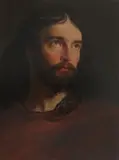 Portrait of a Bearded Man with Long Hair by English School, Oil on wood panel, sold Apr 2023