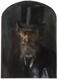 Portrait of a Gentleman in Top Hat Wearing Ribbons by French School, Oil on canvas, sold Apr 2023