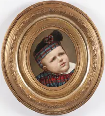 Scottish School, Portrait of a Young Boy in Plaid ‐, Oil on canvas